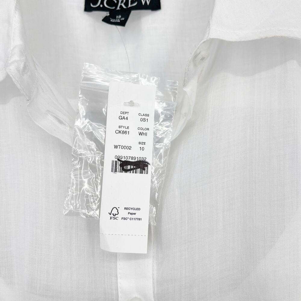J.Crew Cerise Midi shirt-dress in ramie White Size 10 NWT Old Money Quiet Luxury - Picture 6 of 7